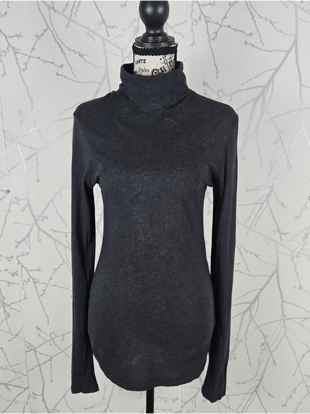 J. Crew Dark Gray Cotton Jersey Turtleneck Long Sleeve